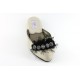 women's slippers FLAPPER silver satin suede